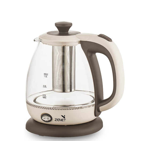 ZENET Mini Glass Kettle 1.0L With Tea Filter ZK-10G